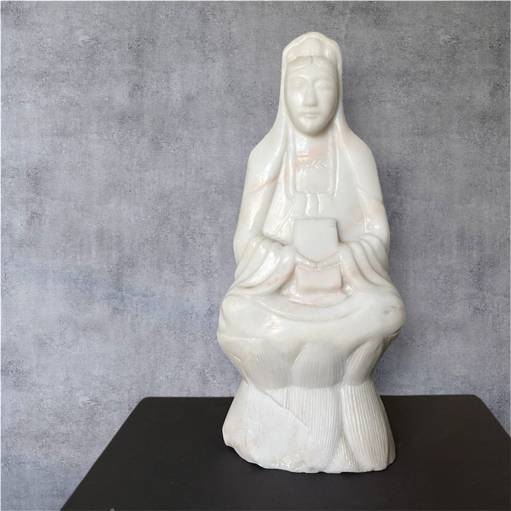 Carved Stone Guanyin Statue Quan Yin Kwan Yin Goddess of Mercy (80 characters